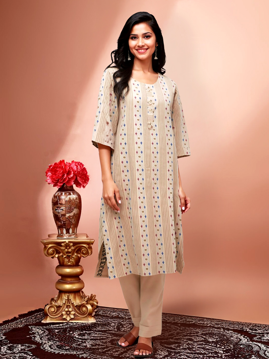 Picture of Effortless Style, Everyday Comfort Printed Straight Kurta with Pant Set